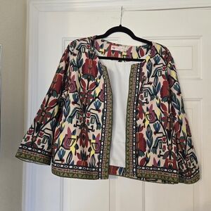 Colorful Patterned Open Jacket